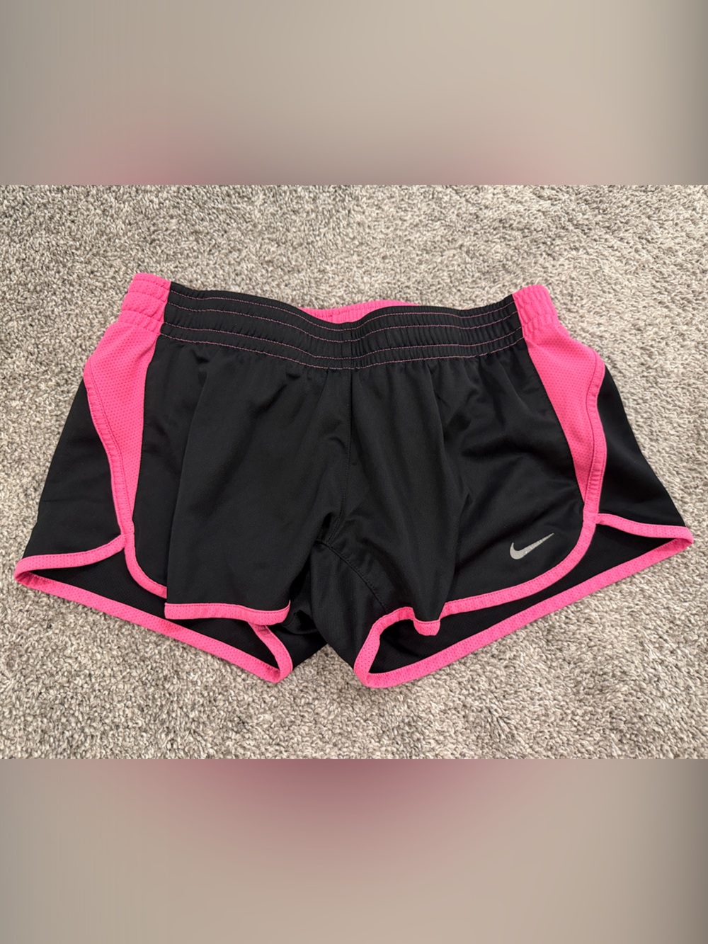 Nike Women's Black Shorts with Hot Pink Trim